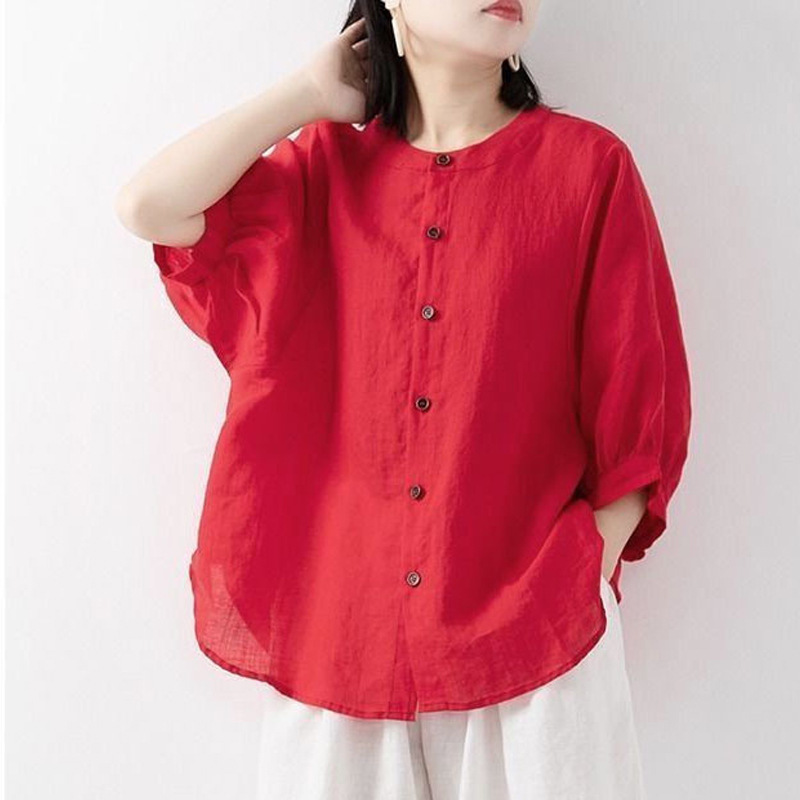 Cotton and linen shirt women's - Korean Lifestyle recension och pris