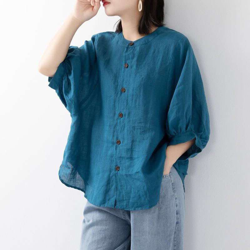 Cotton and linen shirt women's - Korean Lifestyle recension och pris