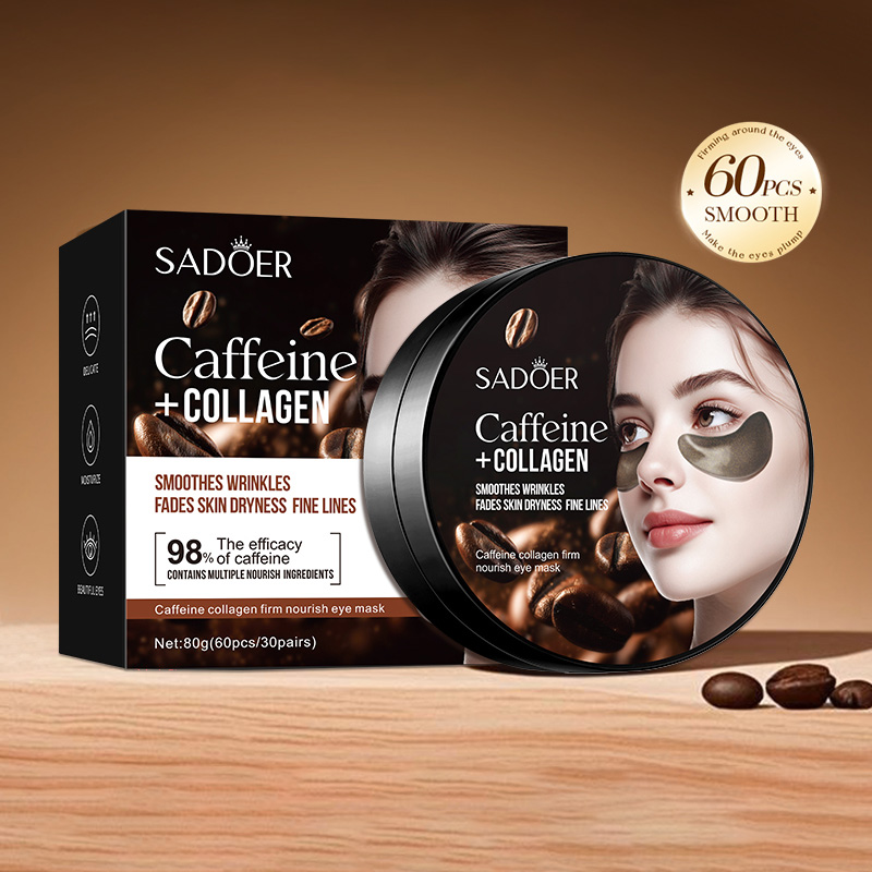 60pcs SADOER Caffeine Crystal  - Sheet Mask Collagen recension och pris
