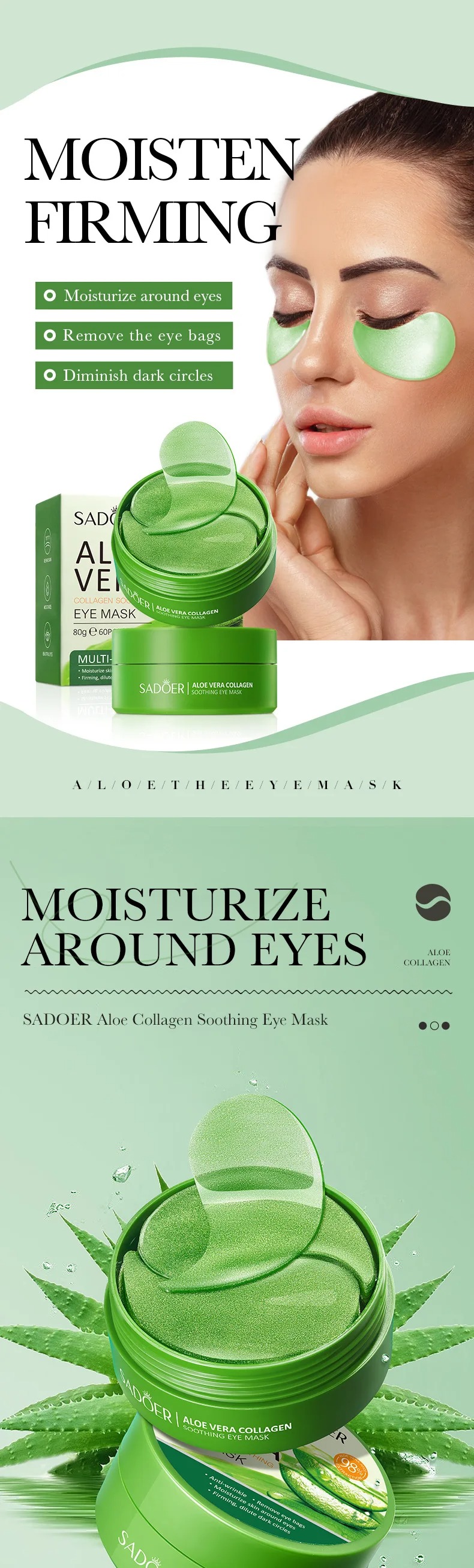 60pcs Aloe Vera Collagen Eye M - Sheet Mask Collagen recension och pris